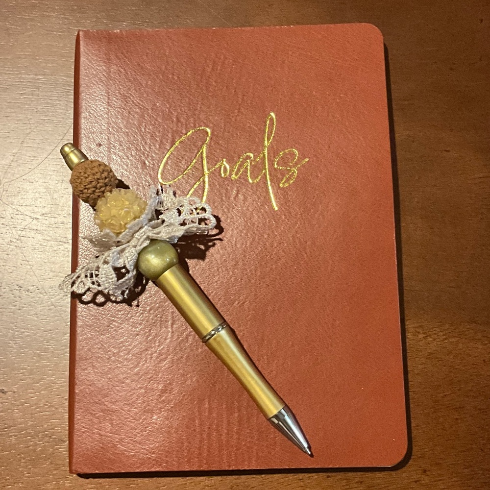 Elegant Brown Journal with Gold Handmade Pen
